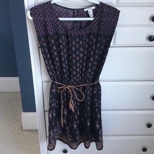 Forever 21 - Floral print dress w/chestnut belt
